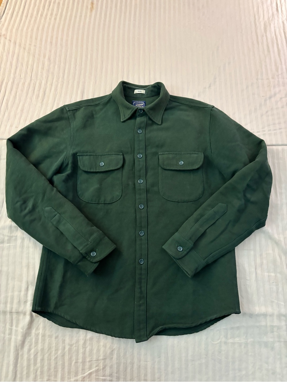 J.Crew Green 100% Cotton Heavyweight Chamois Flannel Hunter Green Men Size L